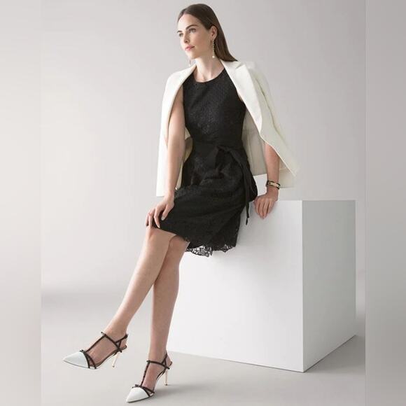 White House Black Market Dresses & Skirts - White House Black Market fit and flare black lace dress size 12